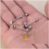 Tongue Rings Colorf Tongue Piercing Barbell Stud Ring Bar Surgical Steel Punk Women Body Jewelry Reflective Discoloration Drop Delive Dhokq