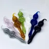 Mini Pyrex Glass Pipes Oil Burner Pipe Rökning Tillbehör Vacker färgad rosa lila glassked hand 6 tum