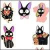 Pins Broschen Schwarze Katze Jiji Emaille Pins Cartoon Film Broschen Benutzerdefinierte Tier Abzeichen Für Tasche Hut Kleidung Anstecknadel Kragen Je Dhgarden Dhvfm