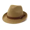 Berets Summer British Style Jazz Panama Straw Hat For Men and Women's Outdoor Beach Travel Sun Protection