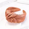 Headbands Shining Cloth Hairband Wide Side Headband Women Soft Center Knot Hair Hoop Casual Accessories Turban Wholesale Drop Delive Dhkgi