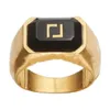 Mode luxe band Black edelsteen ringen mannen dame messing gegraveerde holte uit f letter 18k gouden brede ring dames sieraden geschenken frn --02