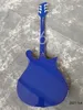 Guitarra elétrica personalizada mão esquerda Fingerboard cor azul veja o tubarão embutido cromo peças r cauda