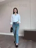 Женские джинсы дизайнер осень и зима 2022 г. Новый треугольник Длинные брюки для женщин Тонкие с высокой талией.