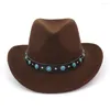 Берец шерстяная шляпа федора Winterkid Child Western Fashion Cowboy с широким краном панк -кожаной ремень Джаз -шапка HF24