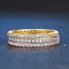 Wedding Rings thin line micro pave eternity 3 colors stack silver cz ring