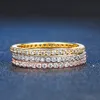 Vigselringar tunn linje micro pave eternity 3 färger stack silver cz ring