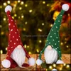 Party Favor White Beard Faceless Plush Ornaments New Party Supplies Rudolph Christmas Gnomes Forest Man Doll Green Red Knitted Cap K Dhysj