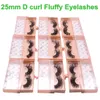 25mm D Curl False Eyelash Extension Faux Mink Lashes Long Dramatic Fluffy Thick Lash Handmade Eye Makeup 10 Styles