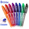 Lot de 8 stylos gel effaçables 07 mm 05 mm pointe ogive bleu noir rouge tiges de recharge d'encre 8 couleurs écriture dessin peinture poignée lavable 221128