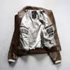 Коричневые кофейные мужские куртки-бомберы размера США AVIREX из овечьей кожи с лацканами, повседневное спортивное пальто