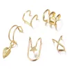 Öron manschett guldfärg lämnar icke-genomträngande öronklämmor falska broskör örhänge smycken för kvinnor män grossist gåvor