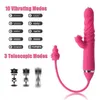 Brinquedo sexual massageador 3 modos vibrador telescópico g ponto g massagem 10 frequência brinquedo para mulheres língua lambendo vibrador vagina estimulador clitoriano