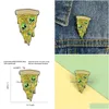 Pimler broşlar uzaylı desen üçgen pizza broşlar moda tasarım emaye broş kızlar karikatür yemek rozetleri denim gömlek hediye çantası dh8wk