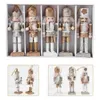 Objets décoratifs Figurines 1 Set 5pcs Noël Poupée En Bois Décor À La Main Casse-Noisette Pendentif Créatif Scintillant Poudre Ornement 221125