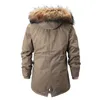 Mens Down Parkas Winter Men Coat Thicken Hooded Päls Collar Casual Jacket Löstagbar hatt Fleece Varm manlig vindtät Ytterkläder 221128