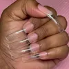 Unhas Postiças 500 pçs Extra Longo C Curva Meia Cobertura Acrílico Afunilado Quadrado Pontas de Unha Salon Artificial Falso Gel UV Manicure Verniz