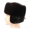 Bérets Chapeau d'hiver pour hommes Chapeaux d'extérieur pour hommes Earflap Warm With Earflaps Cap Real