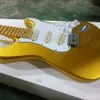 6 Strings Gold Electric Guitar with SSS Pickups Scalloped Yellow Maple Fretboard Customizable