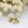 Stud Earrings Veryins 14K 585 Yellow Gold 0.4ct Each Natural Emerald With Moissanite Push Back For Women Wedding Gift