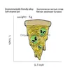 Pins Brooches Alien Pattern Triangle Pizza Brooches Fashion Design Enamel Brooch For Girls Cartoon Food Badges Denim Shirt Gift Bag Dh8Wk