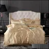 Sängkläder sätter fast färgimitation Silk Bäddsuppsättningar Arkkylt ER -kuddfodral 4st Set Soft Home Supplies 714 V2 Drop Delivery Gar DH5ZV