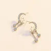 Boucles d'oreilles en verrouillage Lune étoile Pilater pour les femmes coréennes de mode coréen zircon