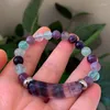 Strand Natural Gem Stone Bracelets заживление фиолетового флуорита аметисты зеленый кварцевый кристаллический прямоугольный шарм