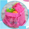 Storage Bags Folding Mesh Handbag Mti Function Kid Beach Bag Pink Tote Toy Shells Storage Pouches 6Kj C Drop Delivery Home Garden Ho Dhv7K