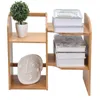Hooks Desktop Bookshelf Space Saving Countertop Bookcase For Home Cosmetic Office