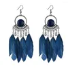 Dangle Boucles D'oreilles Bohême Bijoux Accessoires Vintage Hyperbole Forme Ronde Dégoulinant D'huile Plume Gland Boho Longue Goutte Suspendue Pour Les Femmes