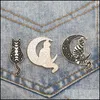 دبابيس دبابيس Punk Pin Brooch Kitty Series متعددة الاستخدامات رعاة البقر الاهتمام بالمينا شارة البالغ على القمر البساطة شارة سيدة ها دهردا