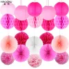 Autres fournitures de fête d'événement 20pcs / lot décorations de bricolage papier lanterne ensemble tissu pompons / ventilateurs suspendus / boule en nid d'abeille mariage d'anniversaire 221128