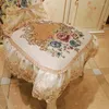 Chair Covers Summer Dining Cover European Lace Printed Fabric Anti-Slip Cushion Luxury Home Diningroom Decor Backrest