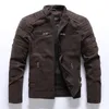 Hommes en cuir Faux givré veste automne hiver polaire décontracté mode col montant Moto hommes mince haute qualité PU manteaux 221124