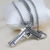 Collier pendentif pistolet en acier inoxydable ancien modèle de pistolet en argent colliers bijoux pour hommes discothèque hiphop bijoux fins