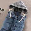 Gilets femme automne hiver gilet sans manches femmes amovible à capuche fermeture éclair bouton poche chaud gilet vers le bas Feminina Chalecos