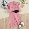 Clothing Sets Kid Infant Baby Girl Spring Clothes 2Pcs Set Solid Long Sleeve Lapel ButtonUp Suit Coat Trousers with Belt Bag 16T 221125