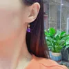 Stud Earrings Shilovem 18K Yellow Gold Piezoelectricity Amethyst Fine Jewelry Trendy Gift Plant Women 10mm Myme10108896z