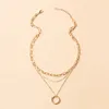 Round Charm Layered Necklace Womens Jewelry Accessories for Girls Clothing Aesthetic Gifts Fashion Pendant