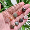 Natuursteen Wire Wrap ster Hanger Reiki Healing Crystal Tiger Eye Quartz Aventurines Ketting voor Vrouwen Sieraden