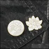 Pinnen broches emailbroche pin lotus bloemgolf rond badge badge seed star moon oceaan planten broches pins hoed jas sieraden dhgarden dhv57