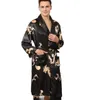 Erkekler Erkek Saten Çöp Pantolonu Dargon Pijamalar Set Baskı Erkek Giymecesi Kimono Batrobe Elbise Sahte İpek Salonu Ev Kıyafetleri Giyim 221124