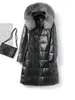 Women's Leather Women Winter Coat Duck Down 2023 Real Sheepskin Jackets Hooded Warm Fur Collar Coats Mid-length Puffer Jacket