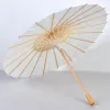 Ventilateurs Parasols Mariage Mariée Parasols Papier Blanc Parapluie Manche En Bois Japonais Artisanat Chinois 60cm Diamètre Parapluies I0531