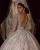 2023 Full Bling Sequins Ball Gown Wedding Dress Sheer Jewel Neck Long Sleeve Bridal Gowns BC14692 GB1128s