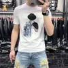 Camiseta de designer masculino de luxo letra branca letra quente drilling camisetas de manga curta designer de marca de moda top tees
