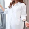 Women's Blouses 2022 Spring Korean Fashion Turn-down Collar Casual Office Oversize Shirt Women's Cotton Button Up Loose Long Sleeve