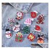 Pins Brooches 2022 Winter Cartoon Christmas Brooch Pins 12Pcs Set Tree Hat Glove Alloy Enamel Sier Plated Brooches For Children Sma Dhyoa