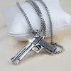 Collier pendentif pistolet en acier inoxydable ancien modèle de pistolet en argent colliers bijoux pour hommes discothèque hiphop bijoux fins